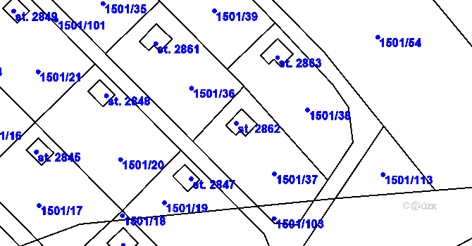 Parcela st. 2862 v KÚ Hlinsko v Čechách, Katastrální mapa