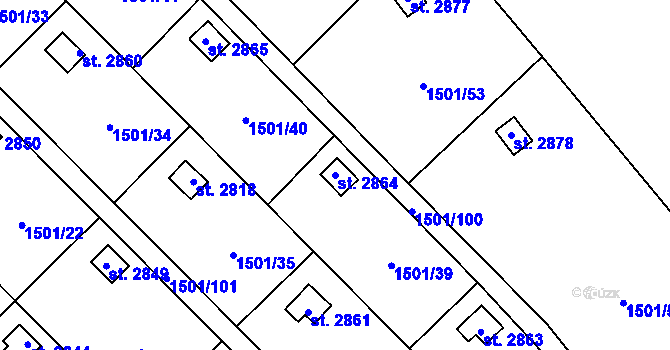 Parcela st. 2864 v KÚ Hlinsko v Čechách, Katastrální mapa