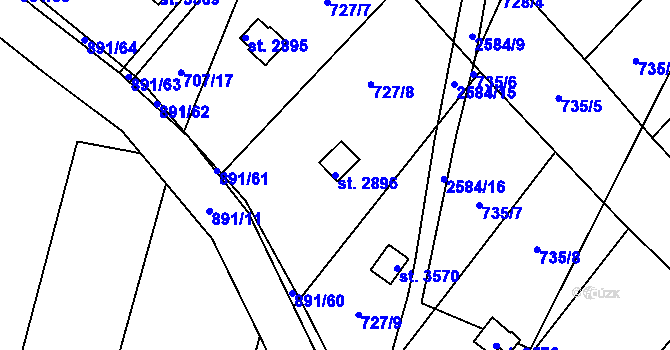 Parcela st. 2896 v KÚ Hlinsko v Čechách, Katastrální mapa