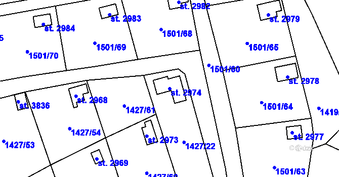 Parcela st. 2974 v KÚ Hlinsko v Čechách, Katastrální mapa