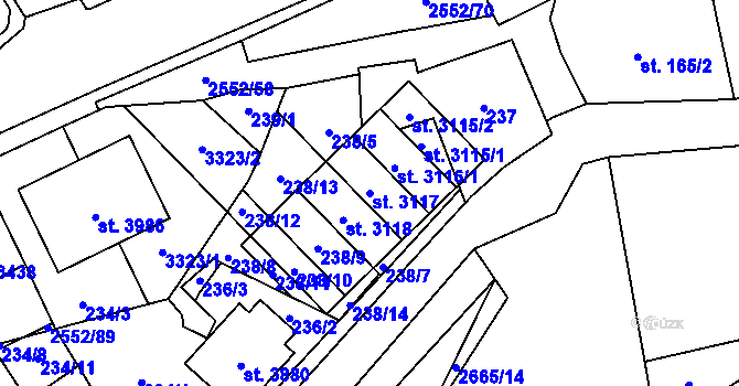 Parcela st. 3117 v KÚ Hlinsko v Čechách, Katastrální mapa