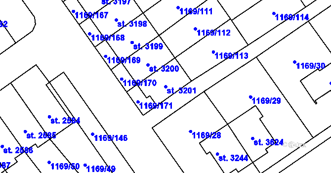 Parcela st. 3201 v KÚ Hlinsko v Čechách, Katastrální mapa