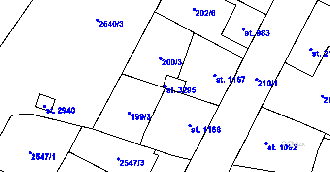 Parcela st. 3295 v KÚ Hlinsko v Čechách, Katastrální mapa