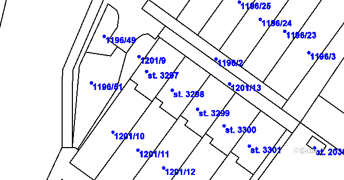 Parcela st. 3298 v KÚ Hlinsko v Čechách, Katastrální mapa