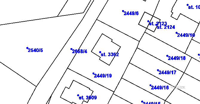 Parcela st. 3362 v KÚ Hlinsko v Čechách, Katastrální mapa