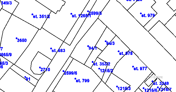 Parcela st. 94/1 v KÚ Hlinsko v Čechách, Katastrální mapa