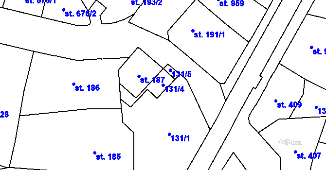 Parcela st. 131/4 v KÚ Hlinsko v Čechách, Katastrální mapa