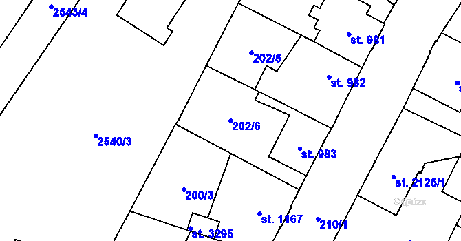 Parcela st. 202/6 v KÚ Hlinsko v Čechách, Katastrální mapa