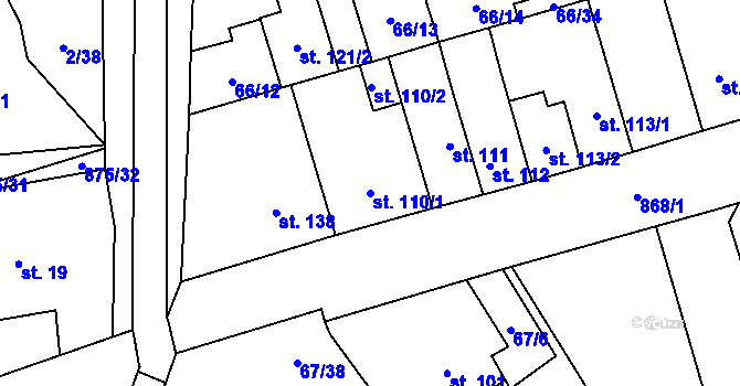 Parcela st. 110/1 v KÚ Blatno u Hlinska, Katastrální mapa