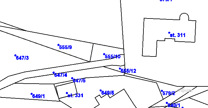 Parcela st. 555/10 v KÚ Blatno u Hlinska, Katastrální mapa