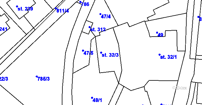 Parcela st. 32/3 v KÚ Blatno u Hlinska, Katastrální mapa