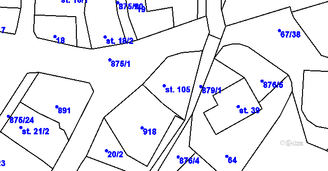 Parcela st. 105 v KÚ Blatno u Hlinska, Katastrální mapa