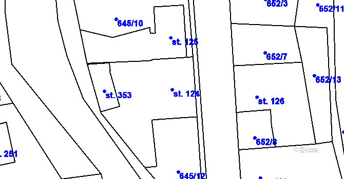 Parcela st. 124 v KÚ Blatno u Hlinska, Katastrální mapa