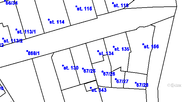 Parcela st. 134 v KÚ Blatno u Hlinska, Katastrální mapa