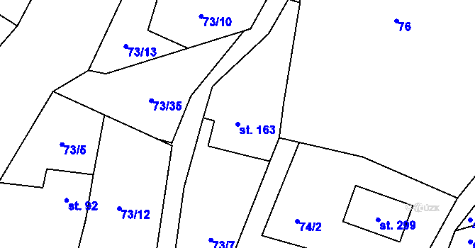 Parcela st. 163 v KÚ Blatno u Hlinska, Katastrální mapa