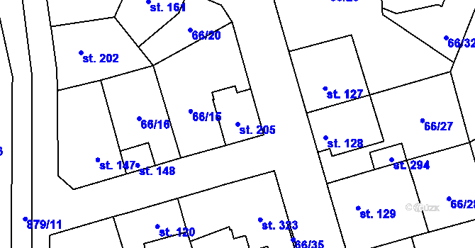 Parcela st. 205 v KÚ Blatno u Hlinska, Katastrální mapa