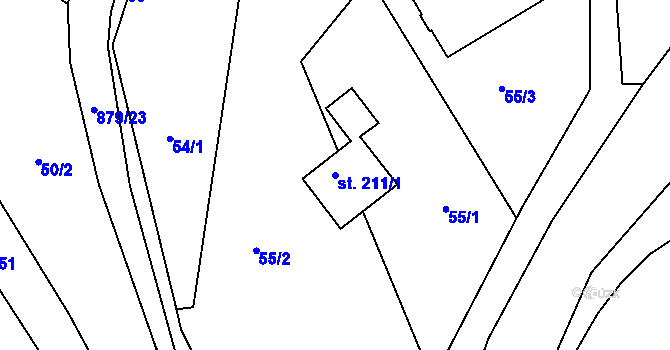 Parcela st. 211/1 v KÚ Blatno u Hlinska, Katastrální mapa