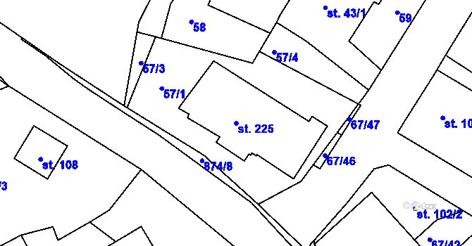 Parcela st. 225 v KÚ Blatno u Hlinska, Katastrální mapa