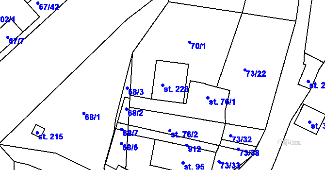 Parcela st. 228 v KÚ Blatno u Hlinska, Katastrální mapa