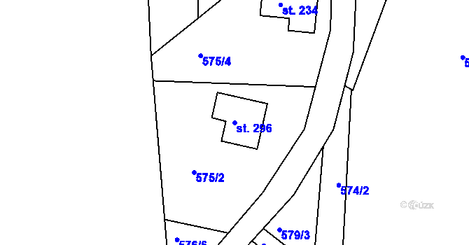 Parcela st. 296 v KÚ Blatno u Hlinska, Katastrální mapa