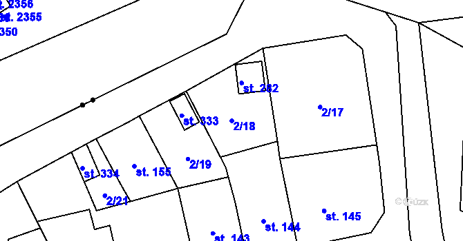 Parcela st. 2/18 v KÚ Blatno u Hlinska, Katastrální mapa