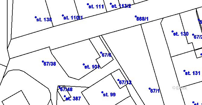 Parcela st. 67/6 v KÚ Blatno u Hlinska, Katastrální mapa
