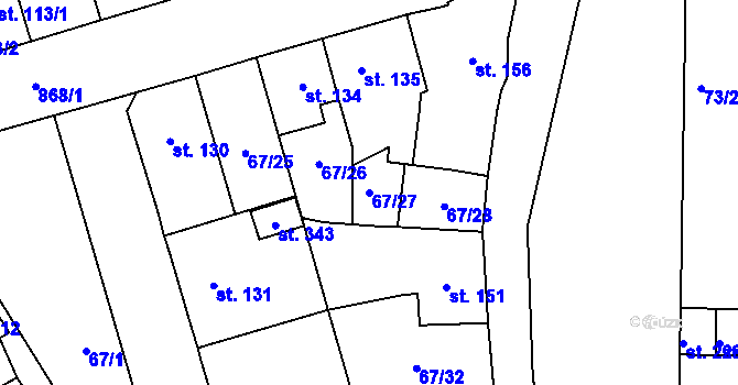 Parcela st. 67/27 v KÚ Blatno u Hlinska, Katastrální mapa