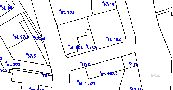 Parcela st. 67/37 v KÚ Blatno u Hlinska, Katastrální mapa