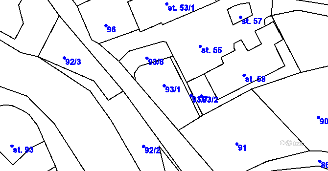 Parcela st. 93/1 v KÚ Blatno u Hlinska, Katastrální mapa