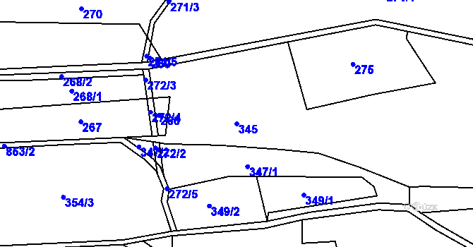 Parcela st. 345 v KÚ Blatno u Hlinska, Katastrální mapa