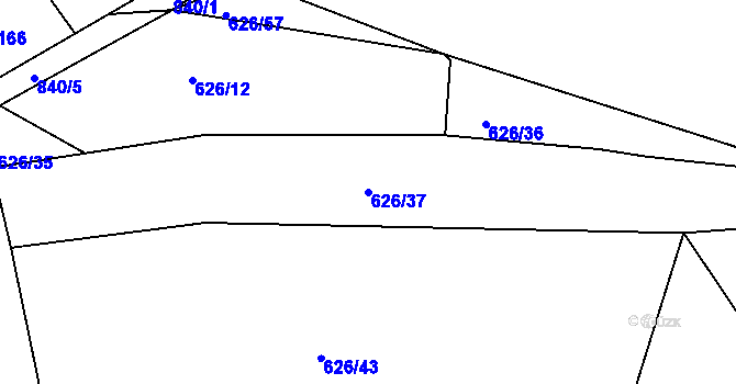 Parcela st. 626/37 v KÚ Blatno u Hlinska, Katastrální mapa