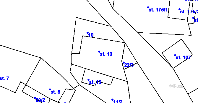 Parcela st. 13 v KÚ Srní u Hlinska, Katastrální mapa