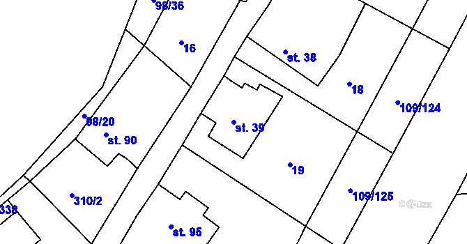 Parcela st. 39 v KÚ Srní u Hlinska, Katastrální mapa