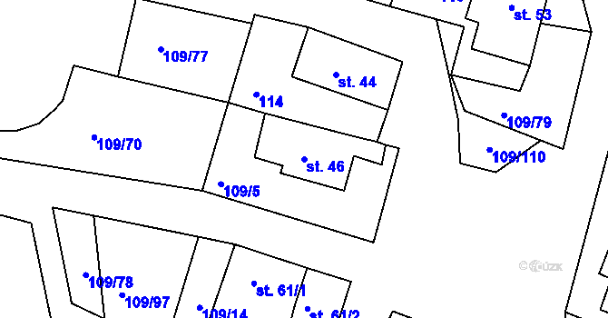 Parcela st. 46 v KÚ Srní u Hlinska, Katastrální mapa