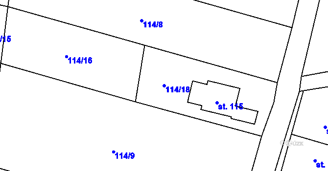 Parcela st. 114/18 v KÚ Hlinsko, Katastrální mapa
