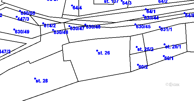 Parcela st. 26 v KÚ Hlinsko, Katastrální mapa