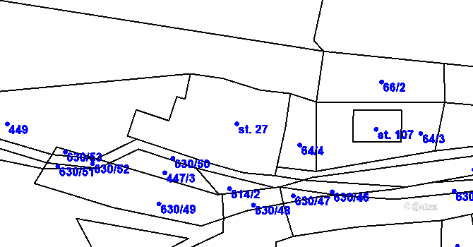 Parcela st. 27 v KÚ Hlinsko, Katastrální mapa