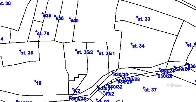 Parcela st. 35/1 v KÚ Hlinsko, Katastrální mapa