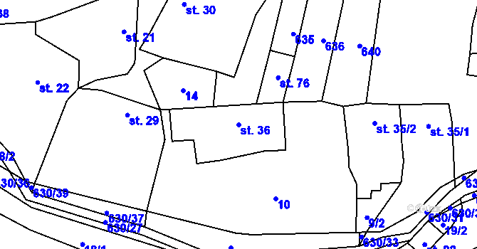 Parcela st. 36 v KÚ Hlinsko, Katastrální mapa