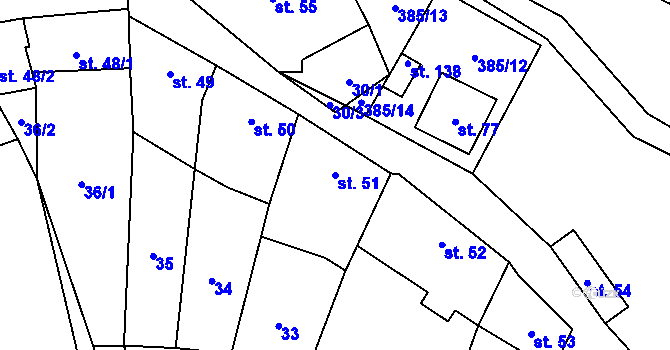 Parcela st. 51 v KÚ Hlinsko, Katastrální mapa