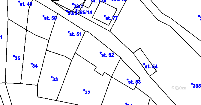 Parcela st. 52 v KÚ Hlinsko, Katastrální mapa