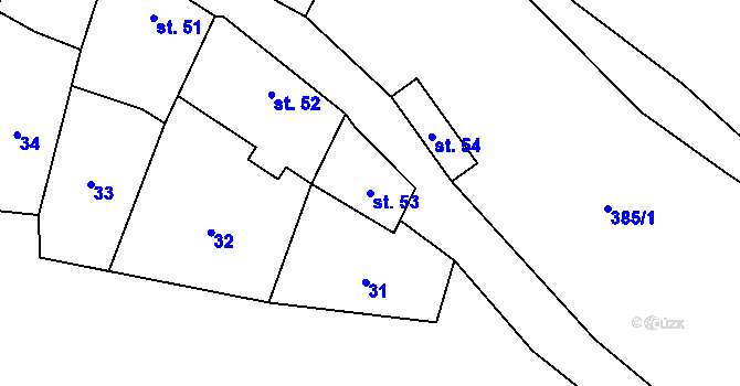 Parcela st. 53 v KÚ Hlinsko, Katastrální mapa