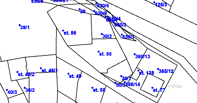 Parcela st. 55 v KÚ Hlinsko, Katastrální mapa
