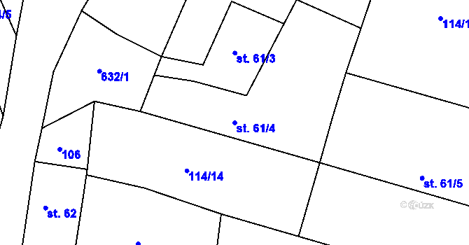 Parcela st. 61/4 v KÚ Hlinsko, Katastrální mapa