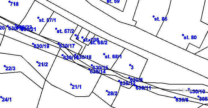 Parcela st. 68/1 v KÚ Hlinsko, Katastrální mapa