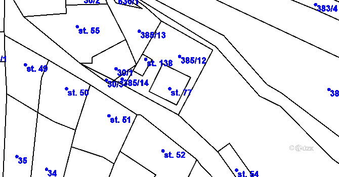 Parcela st. 77 v KÚ Hlinsko, Katastrální mapa