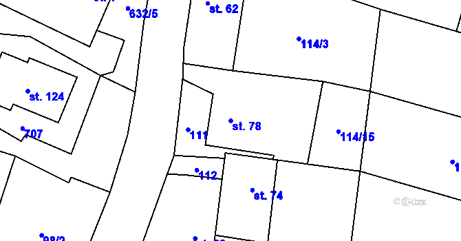 Parcela st. 78 v KÚ Hlinsko, Katastrální mapa