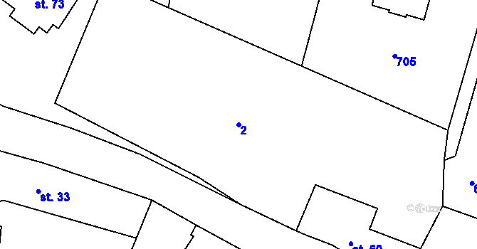 Parcela st. 2 v KÚ Hlinsko, Katastrální mapa