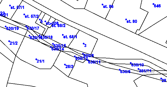 Parcela st. 3 v KÚ Hlinsko, Katastrální mapa