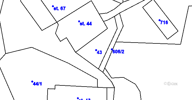 Parcela st. 43 v KÚ Hlinsko, Katastrální mapa
